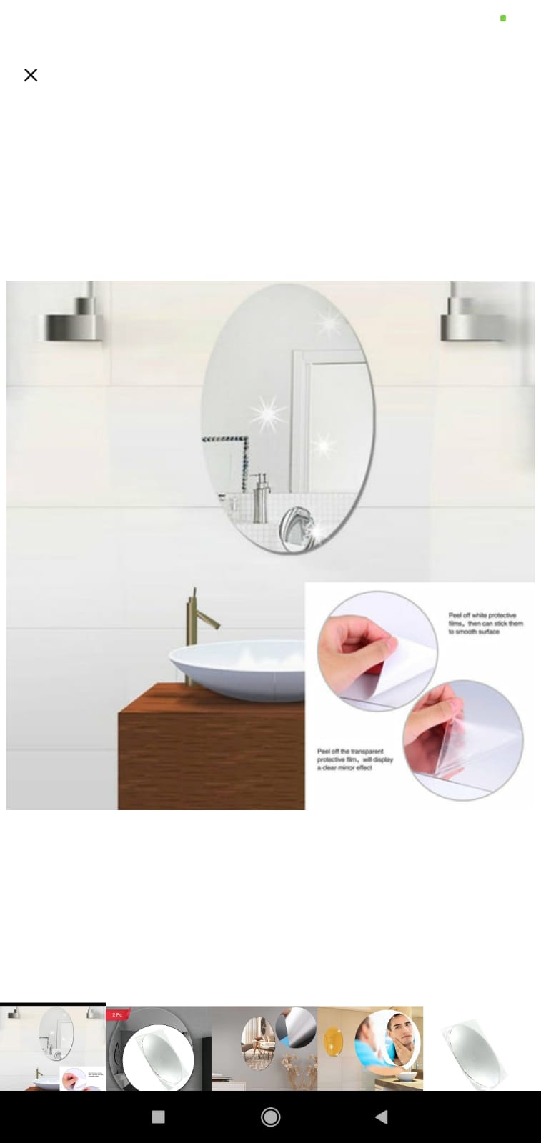 Oval Shape 3d Mirror Sticker (2 Pc Set)