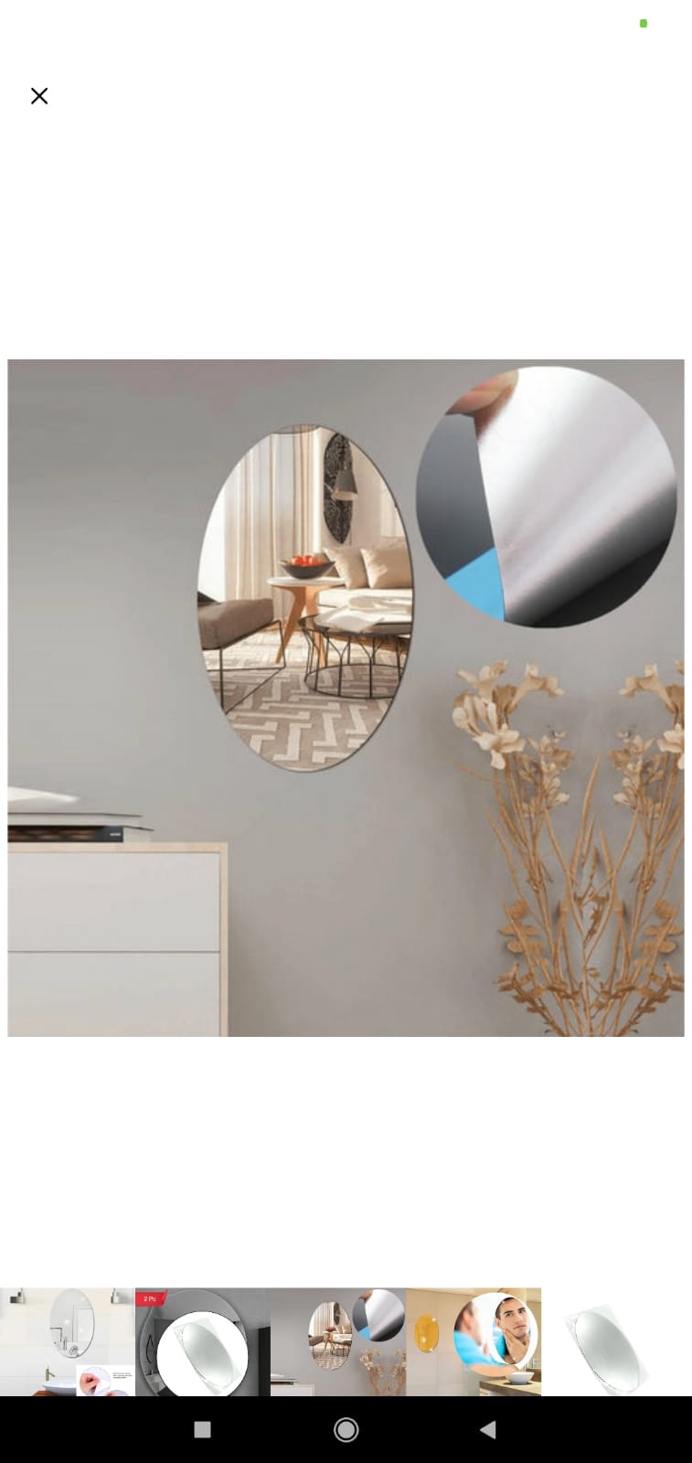 Oval Shape 3d Mirror Sticker (2 Pc Set)
