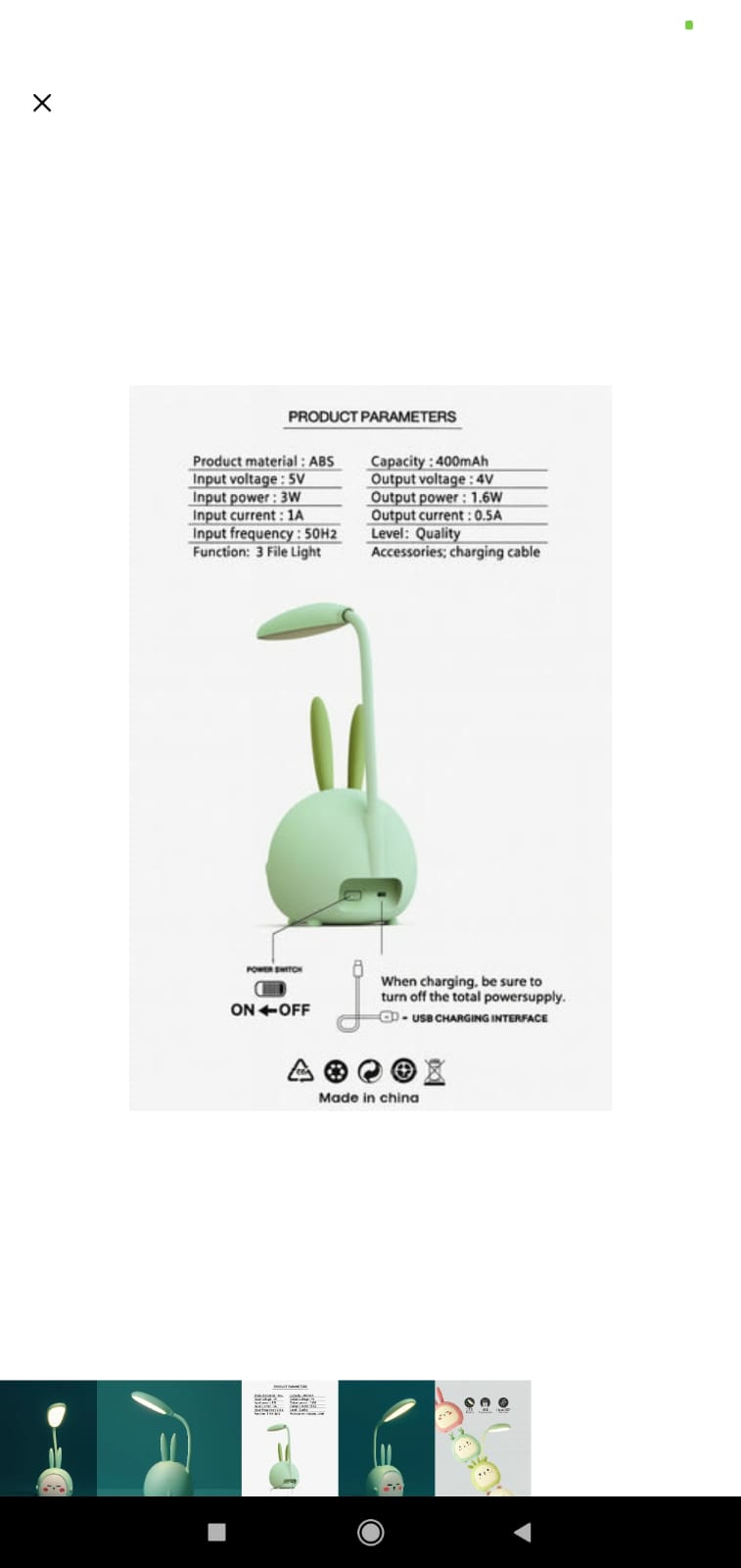 Cute Bunny Night Light With Flexible Led