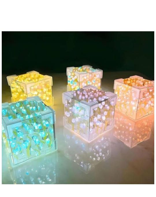 Cube Tulip Night Lamp | Led Decorative Nights Lamp